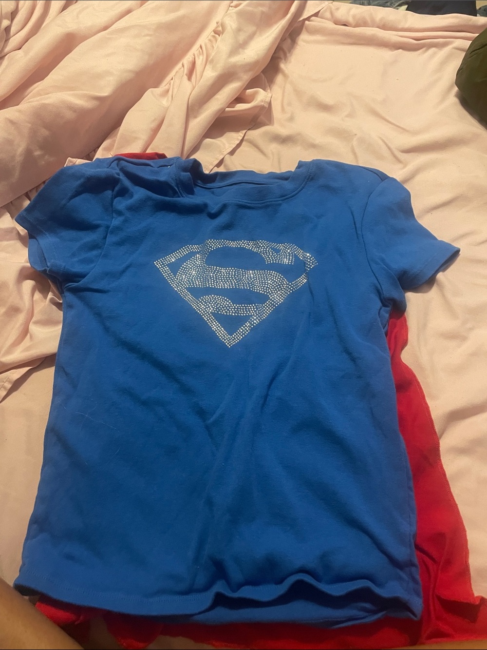 DC Blue Superman Logo Graphic Tee with Gold Print